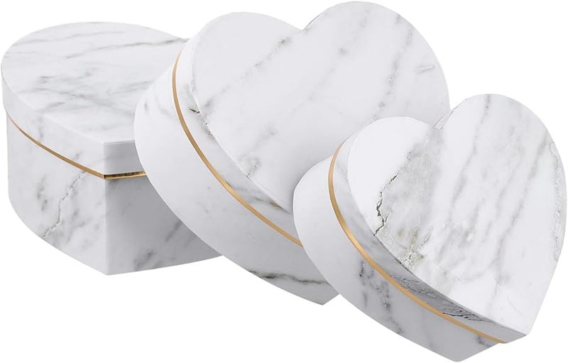مجموعة هدايا من صندوق رخامي على شكل قلب، مجموعة من 3 لصناديق حلوى الوجبات الخفيفة وتخزين الهدايا الحفلات - Image 2