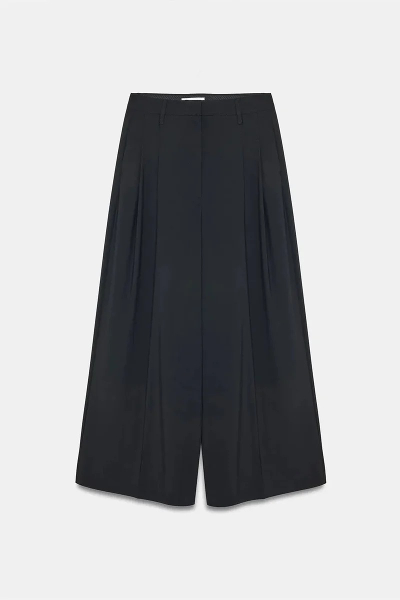 Dilvin Black DILVIN Women's High-Waist Wide-Leg Crepe Trousers for Women | Best Price UAE