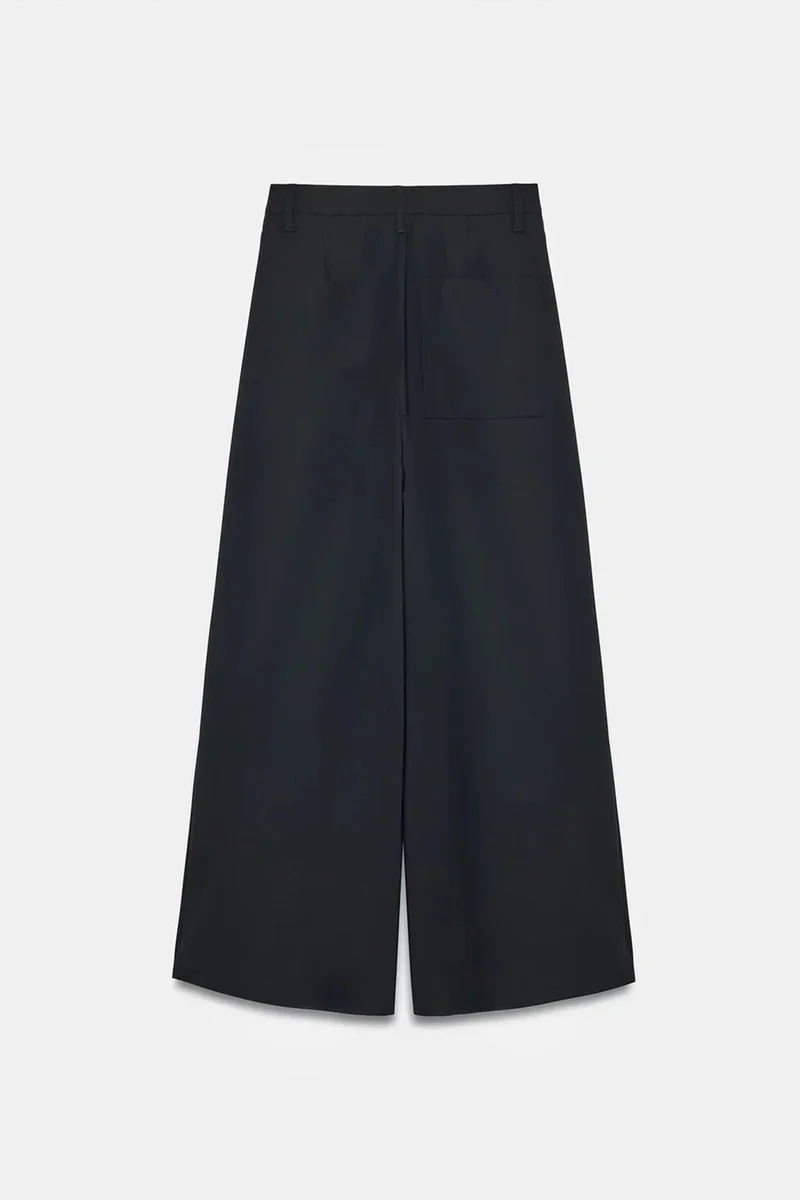 Dilvin Black DILVIN Women's High-Waist Wide-Leg Crepe Trousers for Women | Best Price UAE