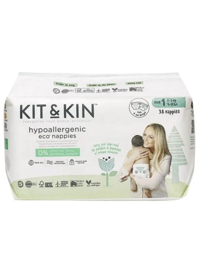 Kit & Kin - Eco Diapers Size 1-2-5kg - 38 Diapers