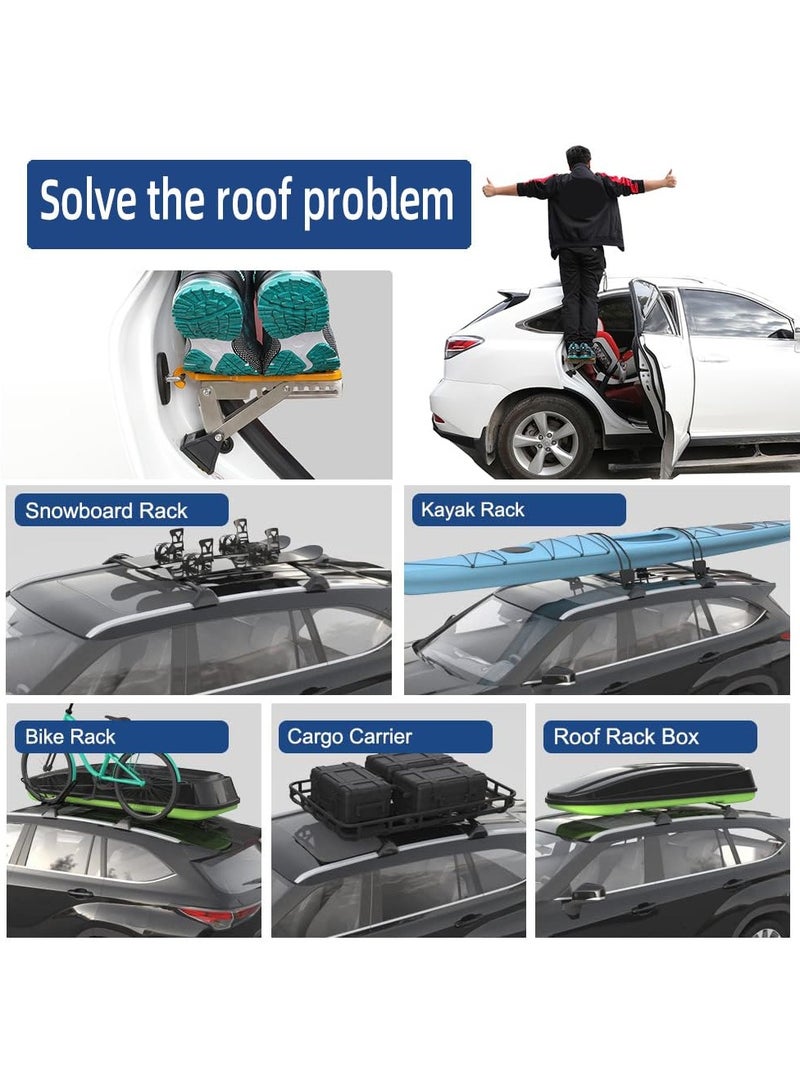 Car Door Step, Universal Fit Car Roof Access, Multi-Foldable Aluminum Alloy Roof Rack Car Step, Adjustable Stand Pedal for Door Latch, Supports Both Feet, fits Most Cars, SUV, Trucks - Image 2