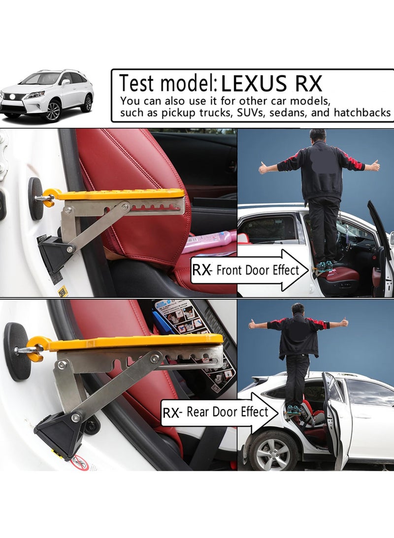 Car Door Step, Universal Fit Car Roof Access, Multi-Foldable Aluminum Alloy Roof Rack Car Step, Adjustable Stand Pedal for Door Latch, Supports Both Feet, fits Most Cars, SUV, Trucks - Image 3