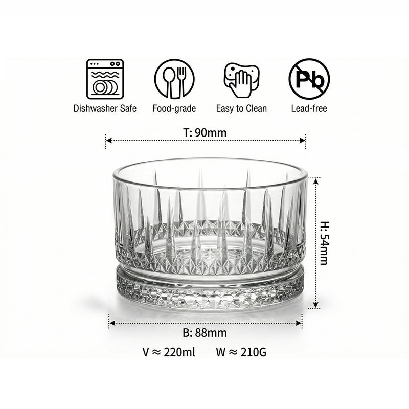 Cuisine Art وعاء حلوى زجاجي من كوزين آرت، 220 مل -ج، شفاف، 6 قطع - Image 5