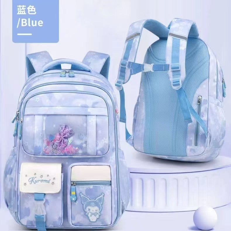New Elementary Girls Backpack Waterproof Lightweight Kumilo Blue Large (180 ° Refrigerator Open Door) 