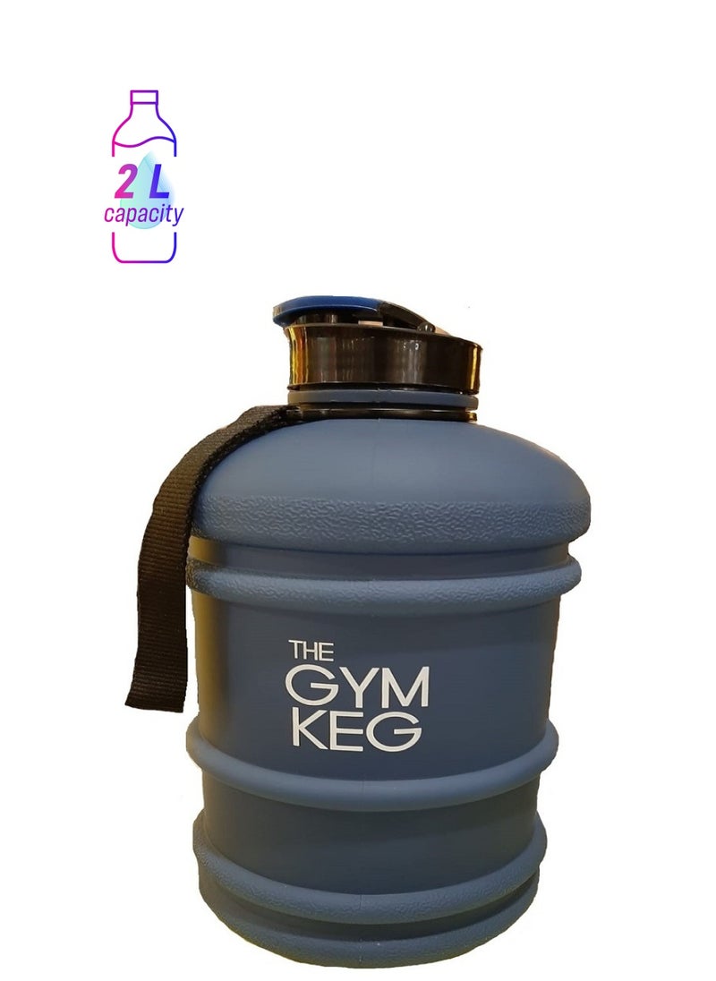 THE GYM KEG زجاجة مياه جيم كيج بسعة 2 لتر، أزرق داكن  - Image 1