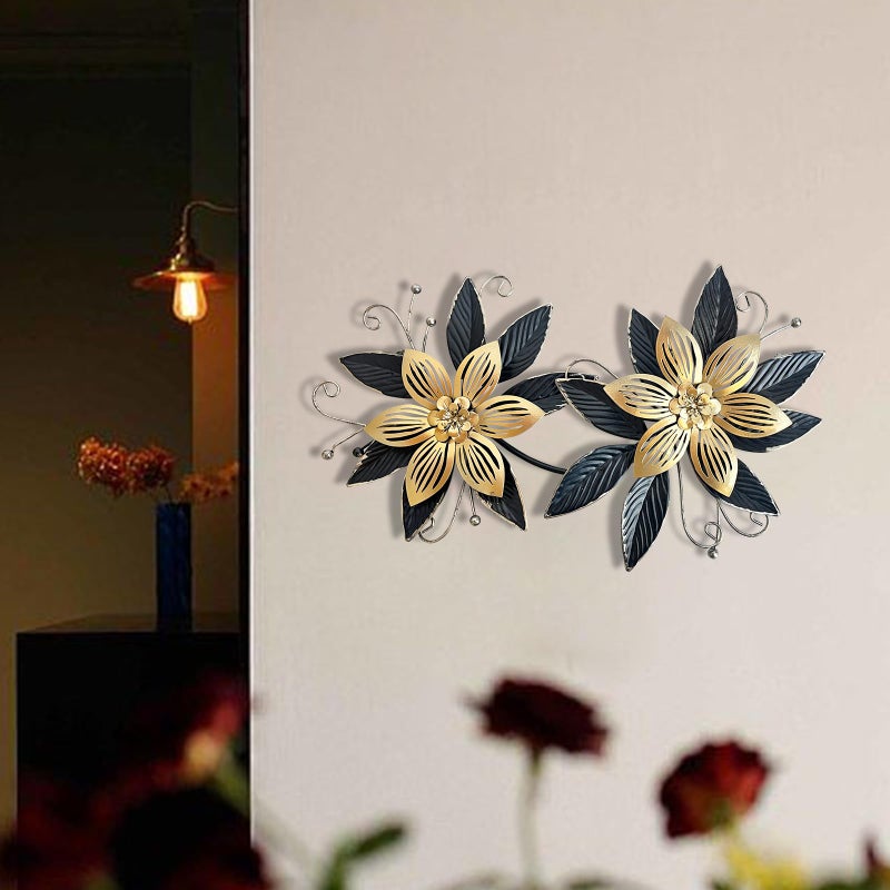LIFFY Black Wall Decor,15" 3D Multi-layer Metal Flowers Wall Decor, Rustic Modern Floral Sculpture for Indoor Kitchen Bedroom Living Room Office Outdoor Garden Patio - Image 5