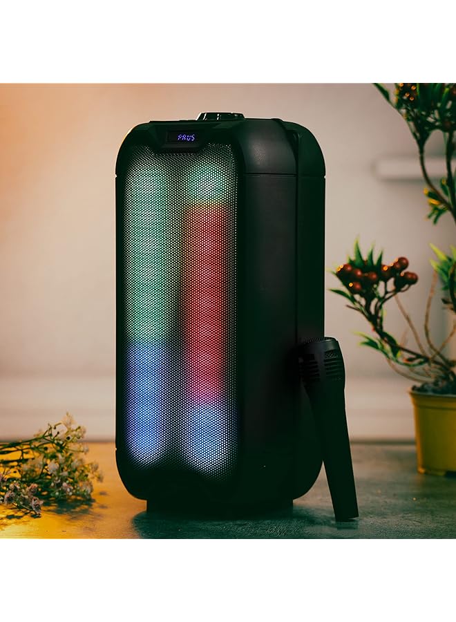 Olsenmark 2X4 Inch Bluetooth Party Speaker Built In Lights Omms1289 Rechargeable Karaoke Machine Works With Bt Aux Fm Usb Tf Card 200W Pmpo Party Speaker - Image 1