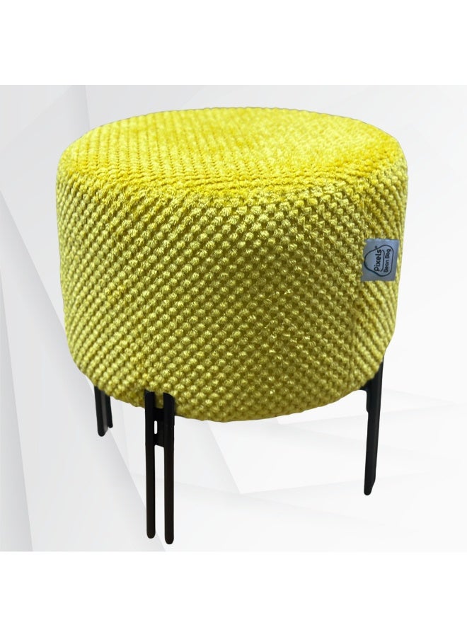 PixelsBeanBag Round Ottoman Linen Fabric by PixelsBeanBag with Metal Legs, for Living Room and Bedroom. - Image 2