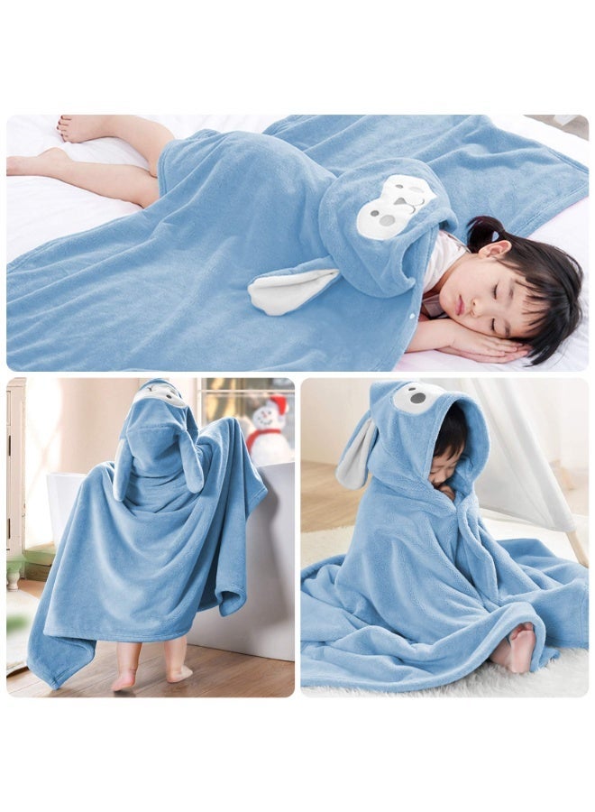 Children's Hooded Towel, 70x140cm, Super Absorbent Quick Dry Coral Fleece Cartoon Cape for Baby After Swim - Image 4
