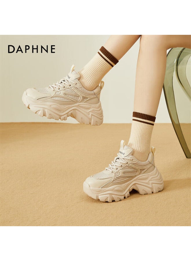Daphne Casual Shoes For Women, Thick-soled Heightening Dad Shoes, Versatile Breathable Sneakers, 4023404102, Apricot Color, Size 35 - Image 4