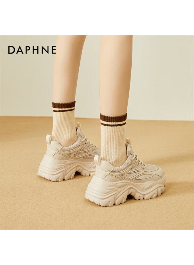 Daphne Casual Shoes For Women, Thick-soled Heightening Dad Shoes, Versatile Breathable Sneakers, 4023404102, Apricot Color, Size 35 - Image 5