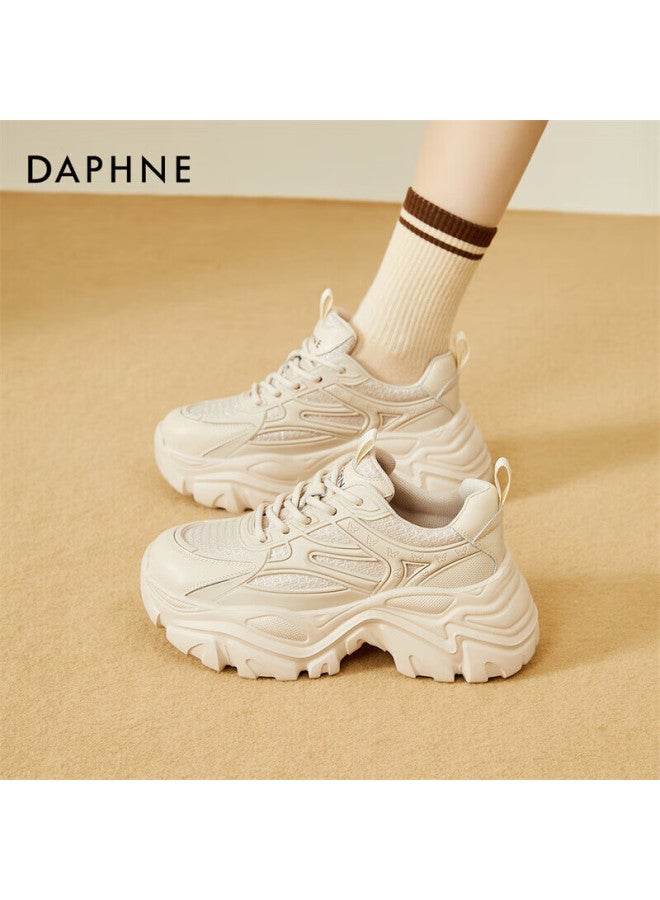 Daphne Casual Shoes For Women, Thick-soled Heightening Dad Shoes, Versatile Breathable Sneakers, 4023404102, Apricot Color, Size 35 - Image 3