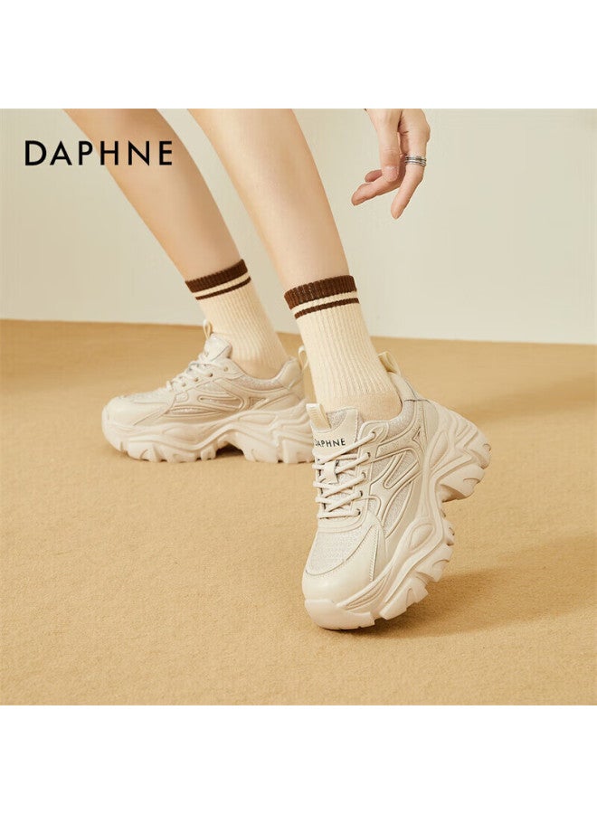 Daphne Casual Shoes For Women, Thick-soled Heightening Dad Shoes, Versatile Breathable Sneakers, 4023404102, Apricot Color, Size 35 - Image 2