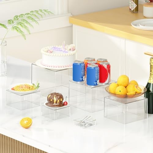 OKBHTS 6 Pcs Clear Acrylic Boxes for Display as Buffet Risers and Stands, Food Risers for Party, Table, Stands, including 8", 7", 6", 5", 4", 3" (Small, 6Pcs, Clear) - Image 2
