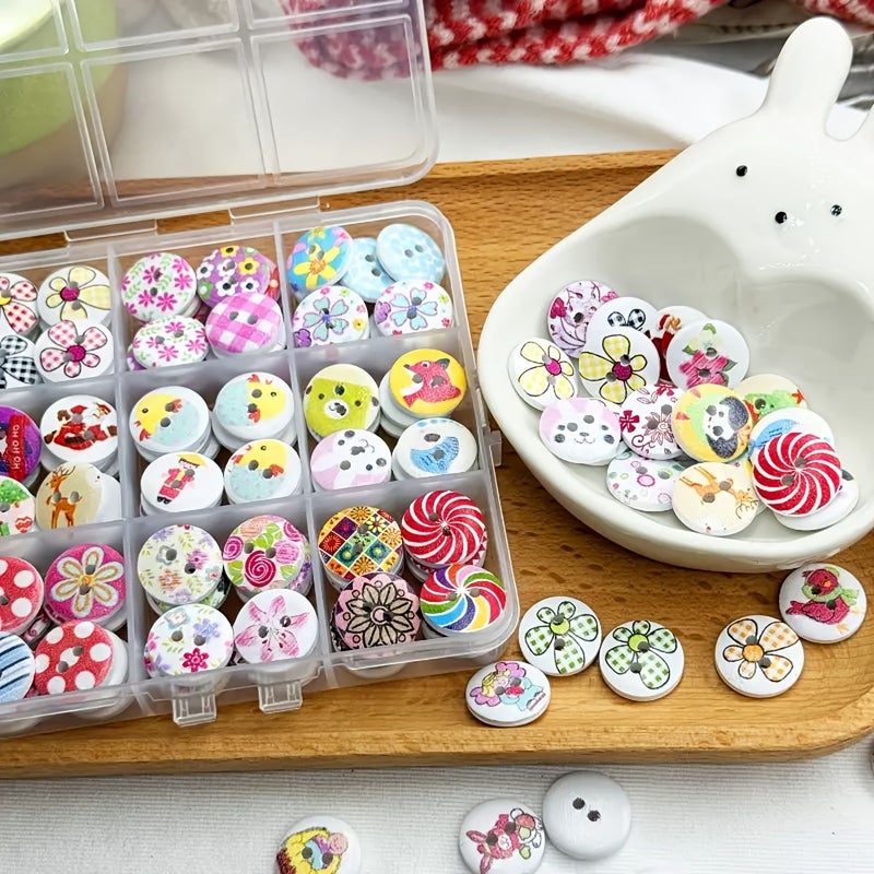 100 Pcs DIY Assorted Decorative Buttons White Base Gift for Christmas New Year - Image 2