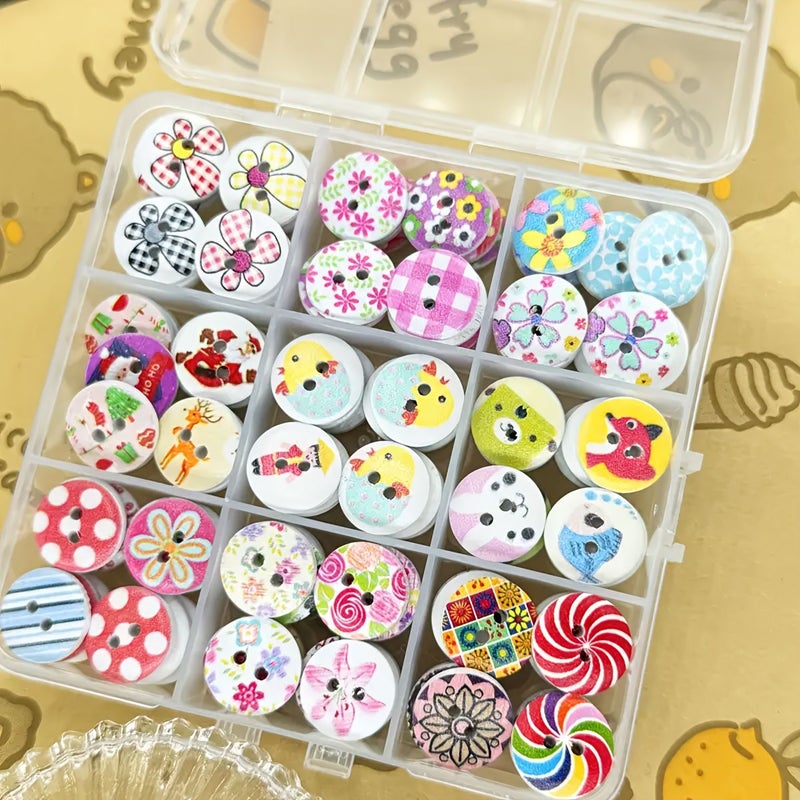 100 Pcs DIY Assorted Decorative Buttons White Base Gift for Christmas New Year - Image 5