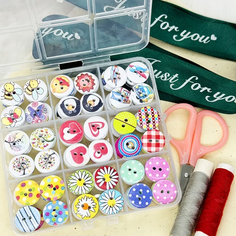 100 Pcs DIY Assorted Decorative Buttons White Base Gift for Christmas New Year - Image 3