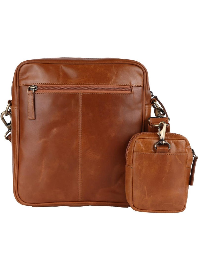بوجاجو حقيبة ماسنجر بنية عتيقة للرجال - حقيبة كتف كروس بودي من جلد البقر الفاخر بنسبة 100٪ ، مثالية للسفر والاستخدام اليومي - Image 2
