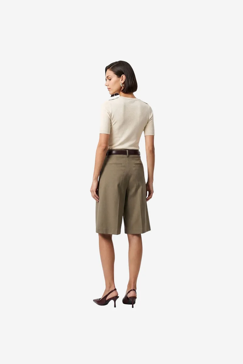 Dilvin Khaki Green DILVIN Women's Tailored Pull-On Shorts for Women | Best Price UAE