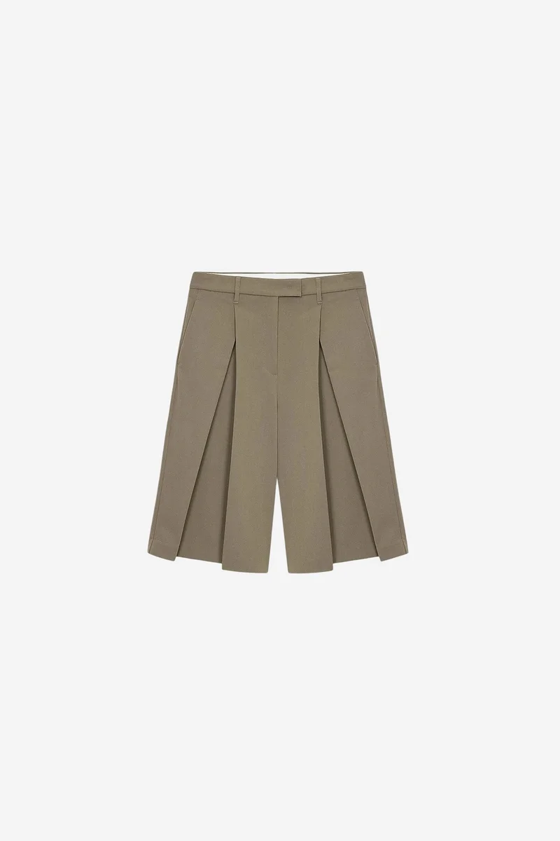 Dilvin Khaki Green DILVIN Women's Tailored Pull-On Shorts for Women | Best Price UAE