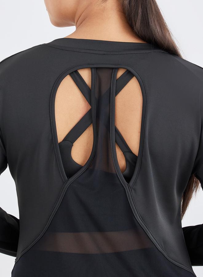 Styli Pack of 3 - Double Layer Open Back Top, Cross Back Sports Bra and Leggings - Image 4