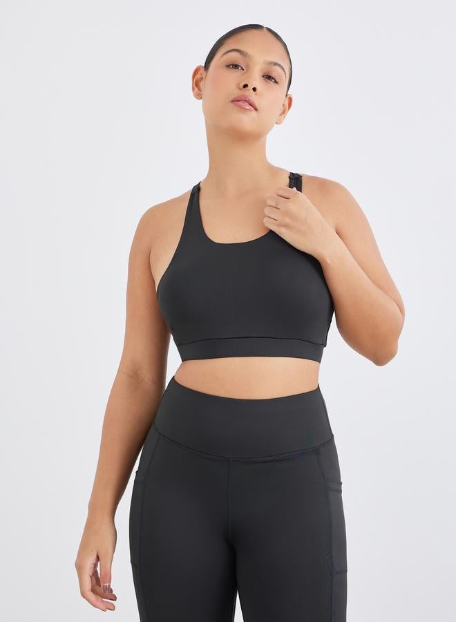 Styli Pack of 3 - Double Layer Open Back Top, Cross Back Sports Bra and Leggings - Image 3