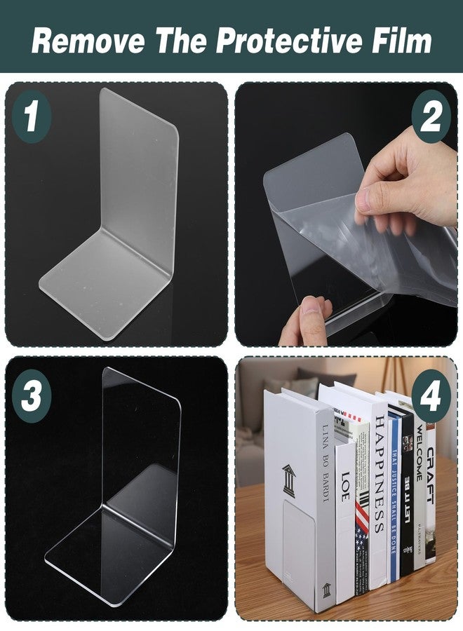 Kifmurase 16Pcs Bookends, Clear Acrylic Bookends for Shelves, Non-Slip Book Holder Stand, Decorative Book Stoppers, Heavy Duty Bookend for Office Desktop Organizer - Image 3