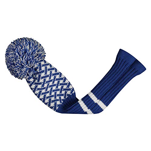 Scott Edward Personalized Knit Golf Club Covers 4 Counts for Woods and Driver Fit Max Drivers Fairways Hybrids/Utility Big Pom Pom Customized Patterns Decorate Golf Bags (Blue Reticulated) - Image 4