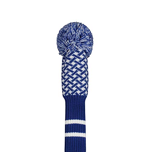 Scott Edward Personalized Knit Golf Club Covers 4 Counts for Woods and Driver Fit Max Drivers Fairways Hybrids/Utility Big Pom Pom Customized Patterns Decorate Golf Bags (Blue Reticulated) - Image 5