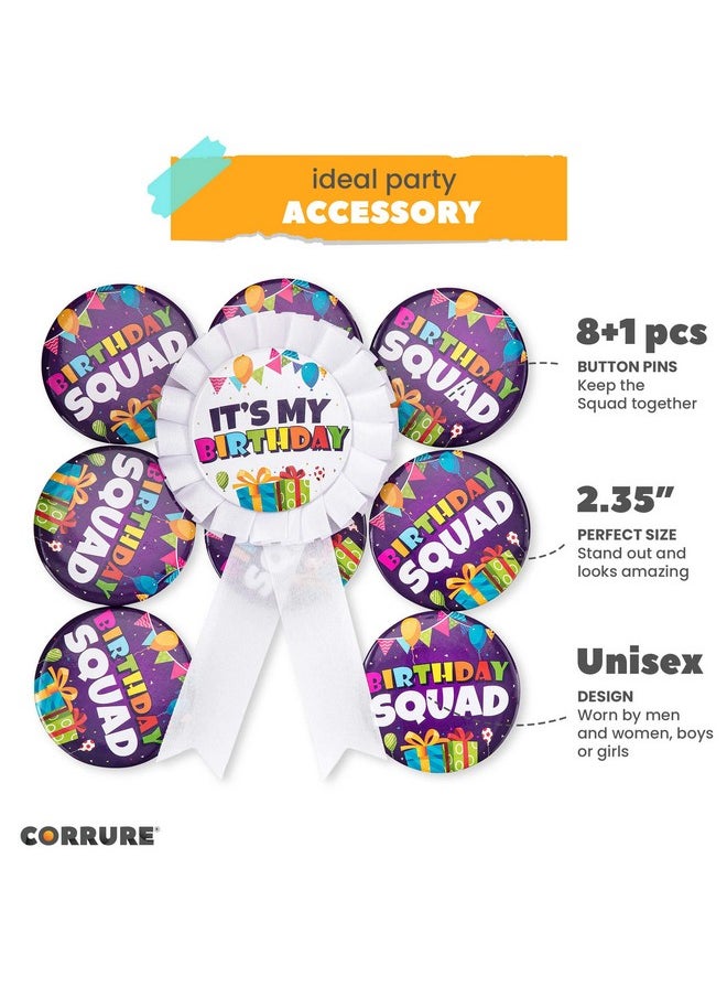 CORRURE 9pcs Birthday Button Pins 2.35" - Party Birthday Pins for the Whole Birthday Squad - Unisex Pinback Badge Crew Favors Supplies for 18th, 21st, 25th, 30th Birthday, Adults, Kids, Men or Women - pzsku/Z5CC28356C283400CD5B0Z/45/_/1741329778/0a2436ef-f0b3-4c2d-a0cf-4d04332bc8d3