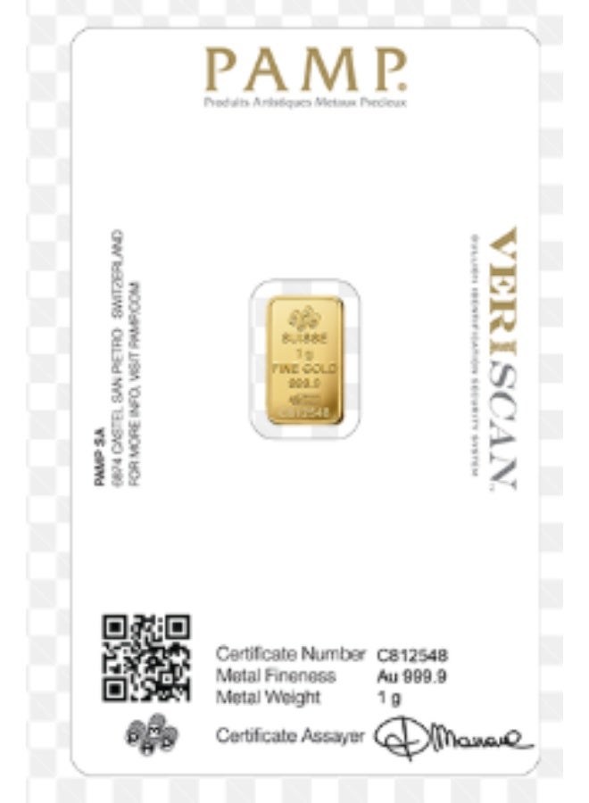 PAMP 1 Gram Pure Gold Bar 999.9 PAMP - Image 2