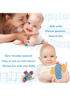 URUTOREO Baby Rattle,URUTOREO Baby Wrist Rattle and Foot Rattles Finder Socks Set, Developmental Soft Animal Rattles Tiger and Lion Socks Toys Infant Baby Toys (4 Pcs)  - Image 2