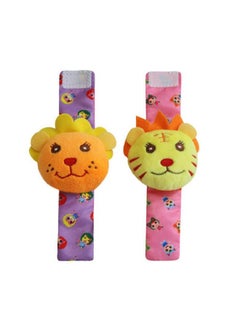 URUTOREO Baby Rattle,URUTOREO Baby Wrist Rattle and Foot Rattles Finder Socks Set, Developmental Soft Animal Rattles Tiger and Lion Socks Toys Infant Baby Toys (4 Pcs)  - Image 4