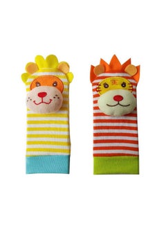 URUTOREO Baby Rattle,URUTOREO Baby Wrist Rattle and Foot Rattles Finder Socks Set, Developmental Soft Animal Rattles Tiger and Lion Socks Toys Infant Baby Toys (4 Pcs)  - Image 5