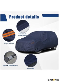 CARONIC Car Cover for Land Cruiser All Weather Waterproof Dustproof Full Covers PVC & Cotton Fabric Tight Taffeta smooth Non-Abrasive (4X4, LC, 193''X 78''X 75'')  - Image 3