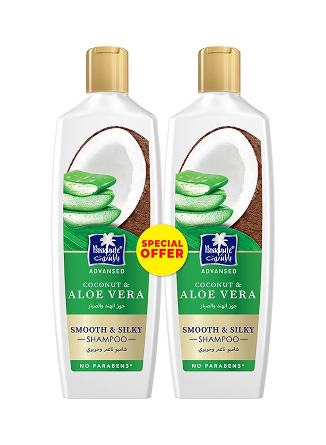 Parachute Coconut Smooth And Silky Shampoo With Aloe Vera And Coconut 2 x 340ml - Image 1