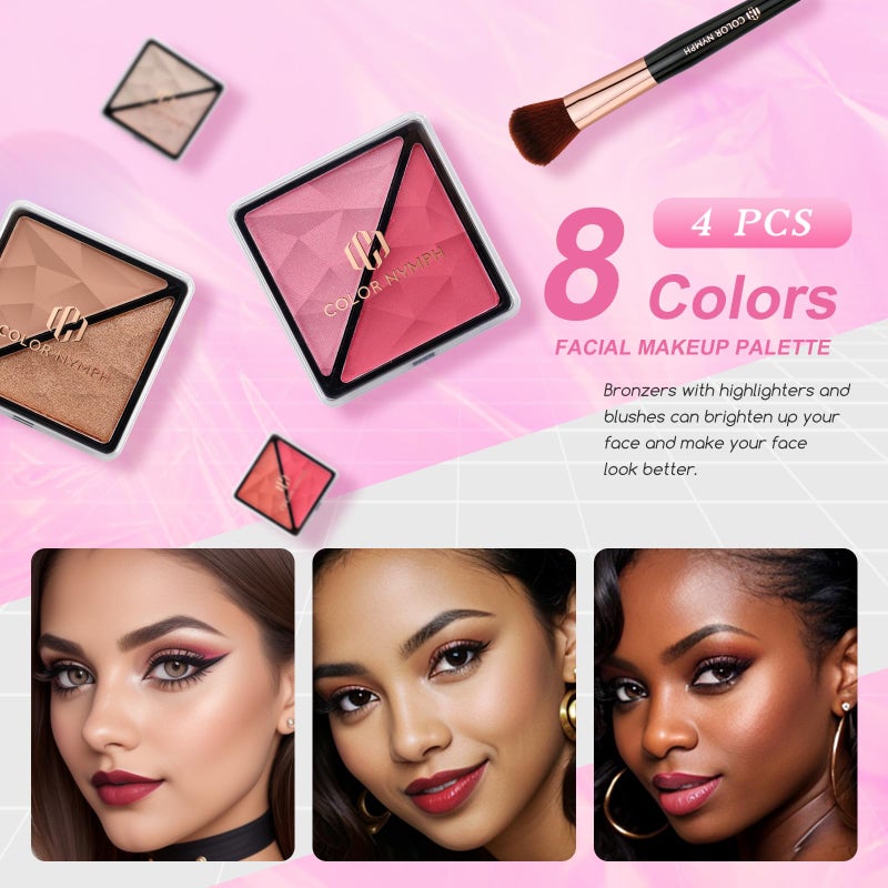 Color Nymph Starter Makeup Kit for Tweens Girls, Train Case for Women Full Kit with Eye Shadow, Lipstick, Blush, Brushes, Lipgloss, Mascara, Brow Wax and Mirror Pink Full Starter Cosmetics Set - Image 4