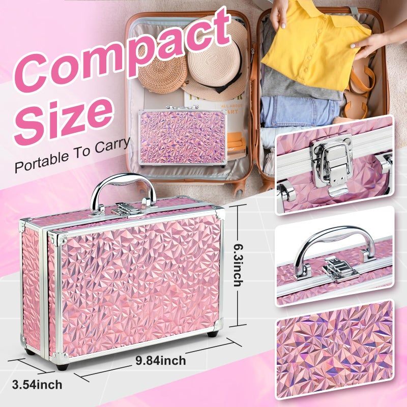 Color Nymph Starter Makeup Kit for Tweens Girls, Train Case for Women Full Kit with Eye Shadow, Lipstick, Blush, Brushes, Lipgloss, Mascara, Brow Wax and Mirror Pink Full Starter Cosmetics Set - Image 5