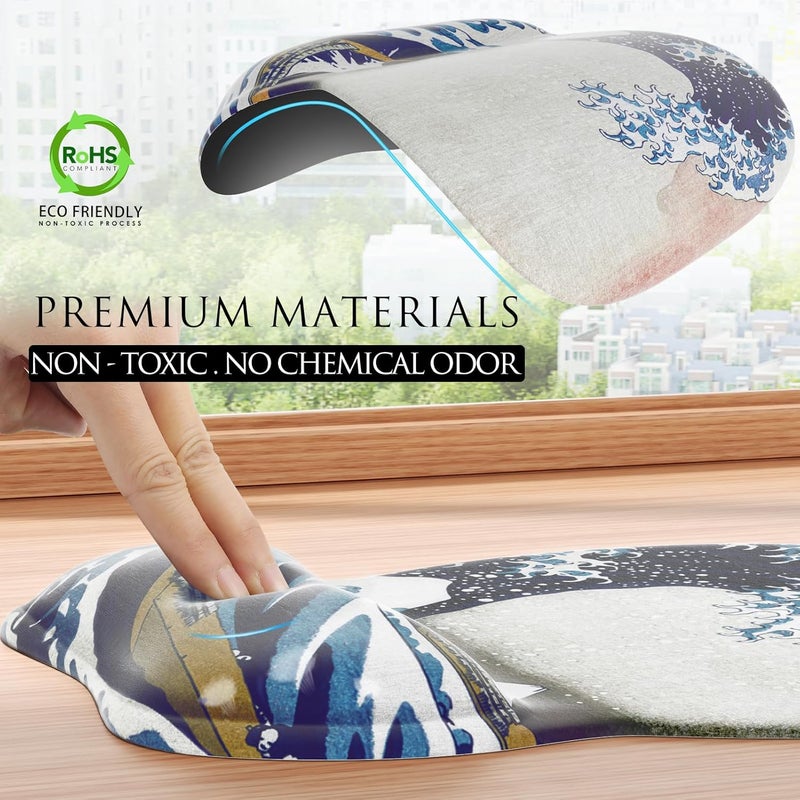 MROCO Ergonomic Mouse Pad with Gel Wrist Rest, Comfortable Mousepad with Smooth Wrist Support Surface and Non-Slip PU Base for Pain Relief, Computer, Laptop, Office & Home, 9.4 x 8.1 in, Great Wave - Image 5