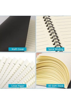 Tanyaz 4Pack Of A5 Spiral Notebooks, Regular Diary Notebooks, Soft Cover Notebooks, 50 Sheets, 100 Pages, Lined Paper, 5 Inches X 8 Inches, Suitable For Office And School Supplies(2 pcs green+2 pcs black)  - Image 2