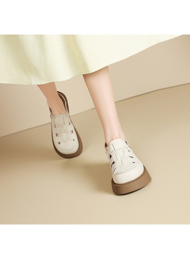15MINS Roman Knit Platform Sandals Summer 2025 Breathable Closed-toe Sandals Women's Casual Backless Outdoor Shoes - Image 4