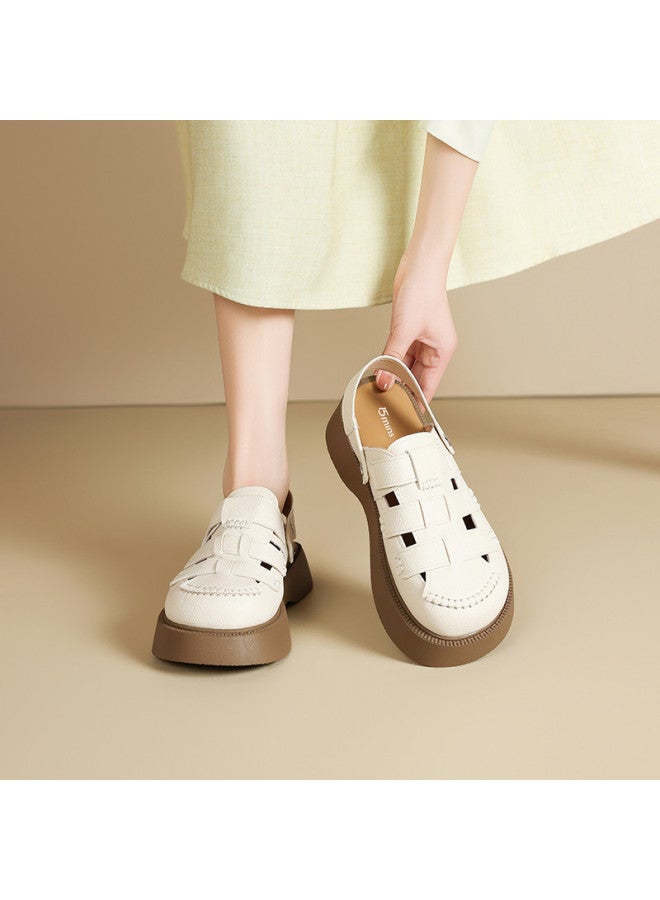 15MINS Roman Knit Platform Sandals Summer 2025 Breathable Closed-toe Sandals Women's Casual Backless Outdoor Shoes - Image 5