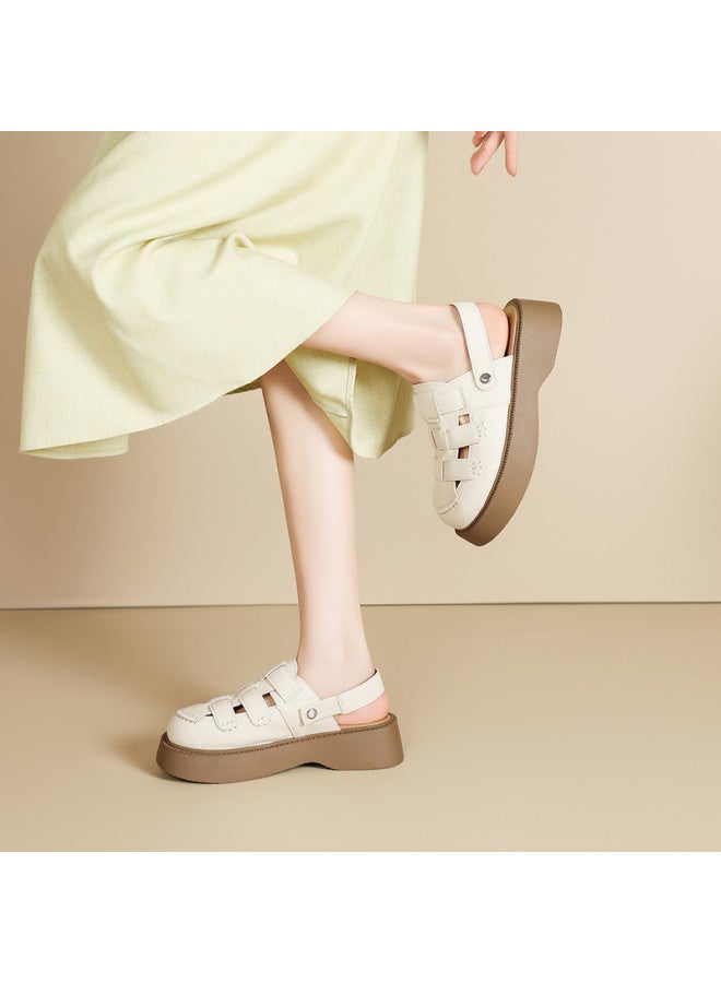 15MINS Roman Knit Platform Sandals Summer 2025 Breathable Closed-toe Sandals Women's Casual Backless Outdoor Shoes - Image 2