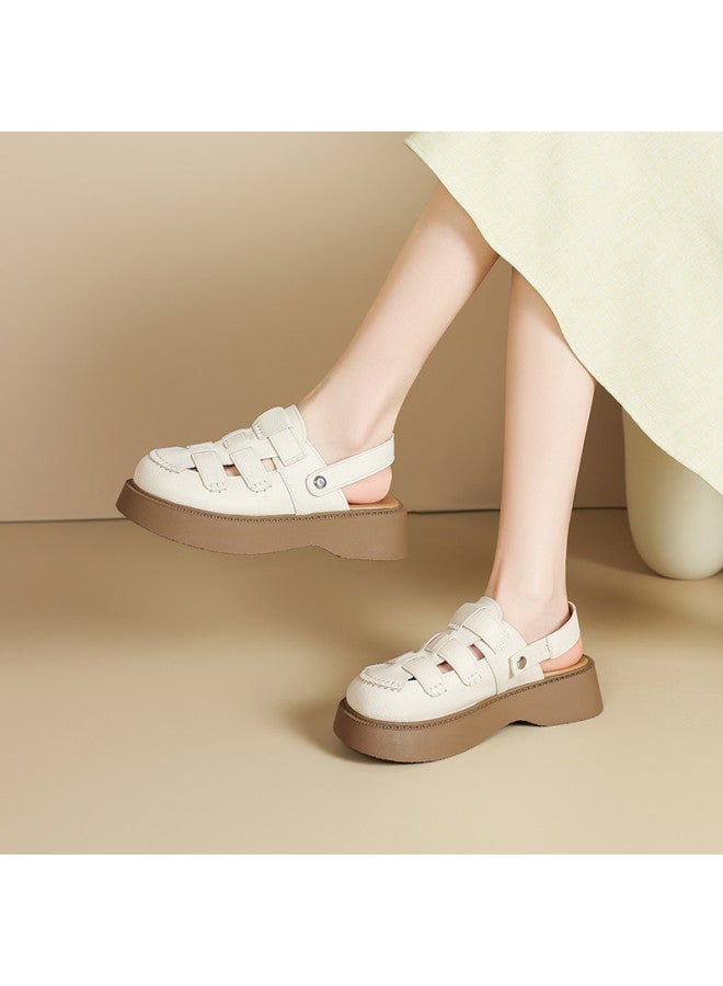 15MINS Roman Knit Platform Sandals Summer 2025 Breathable Closed-toe Sandals Women's Casual Backless Outdoor Shoes - Image 3