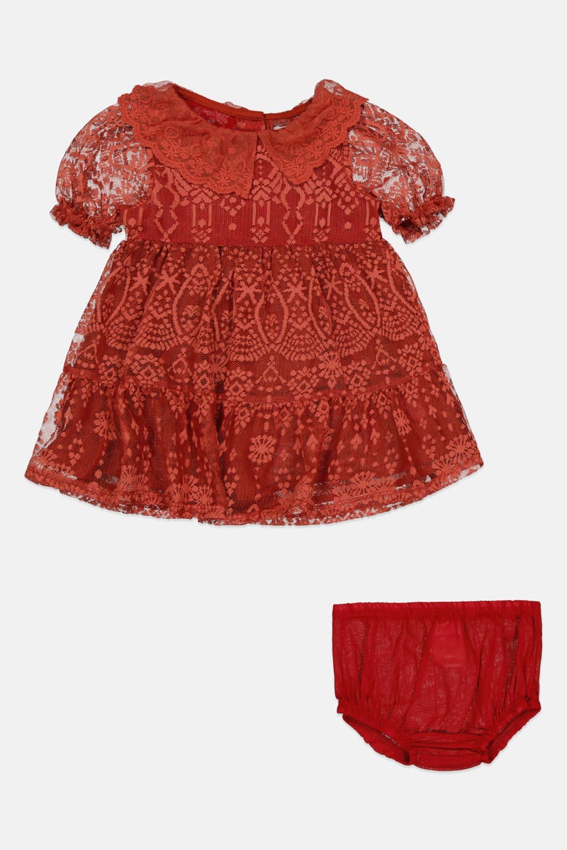 Nanette lepore Toddlers Girl 2Pcs Textured Dress With Panty Set, Rust - Image 2