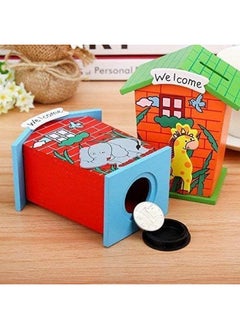Home Buy Piggy Bank For Kids Modern Wood House Animal Designs, Multi Color Perfect Return Gift For Kids Birthday Party (Set Of 3 Pic)  - Image 5