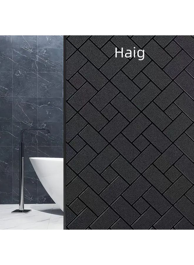 Black Diagonal Grid Frosted Window Film Glittery Self-Adhesive Privacy 23.62x78.74in - Image 2