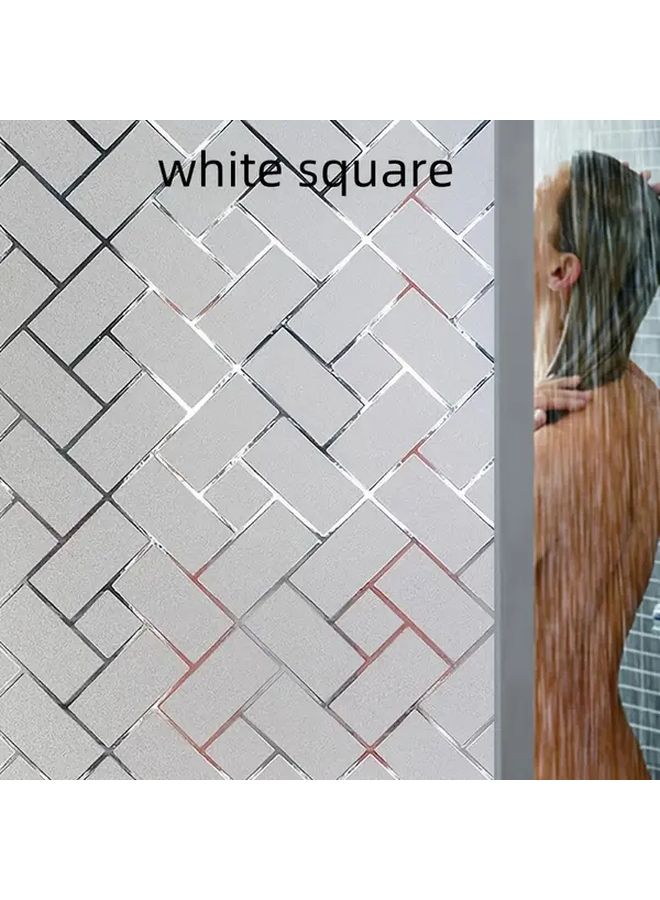 Black Diagonal Grid Frosted Window Film Glittery Self-Adhesive Privacy 23.62x78.74in - Image 4