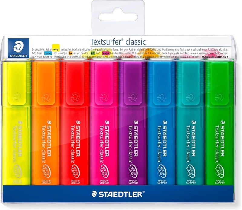 STAEDTLER Textsurfer Classic Highlighters - Pack of 8 Assorted Colors - Image 1