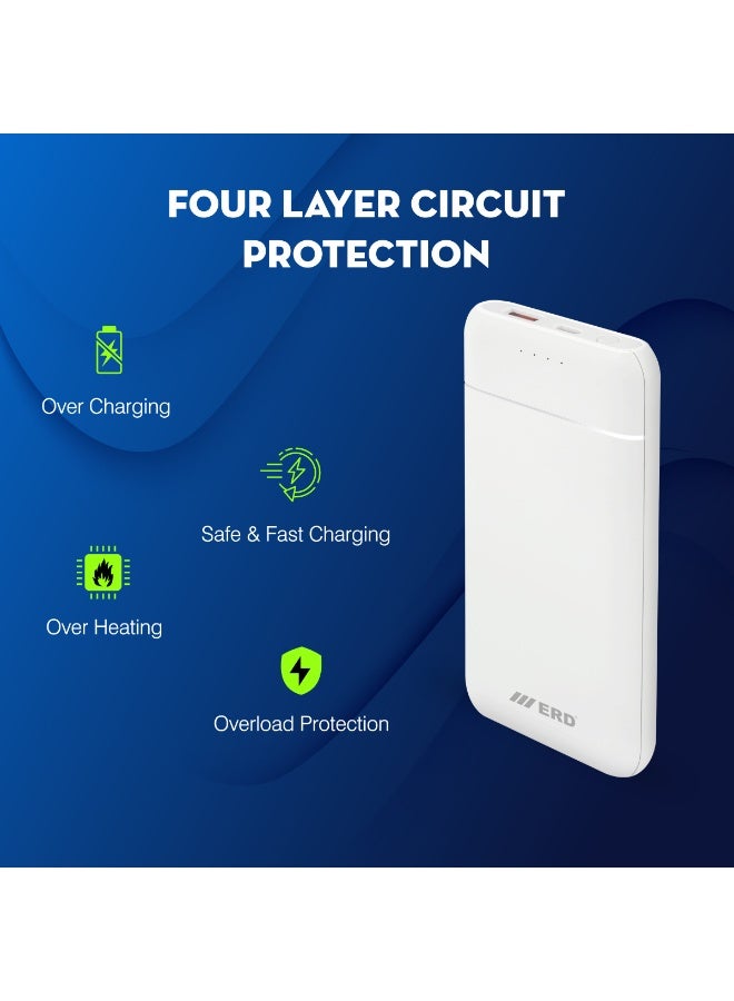 ERD بنك طاقة ERD بسعة 10000 مللي أمبير 25 واط للشحن السريع - أبيض | بطارية خارجية محمولة - Image 5